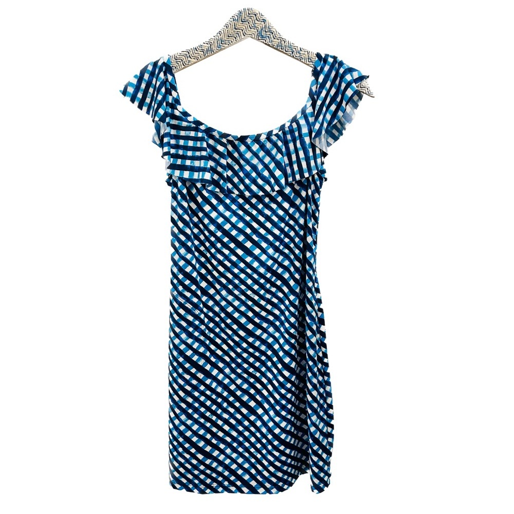 Tommy Bahama Harbour Island Spa Dress small azure blue check gingham NWT - Picture 2 of 11